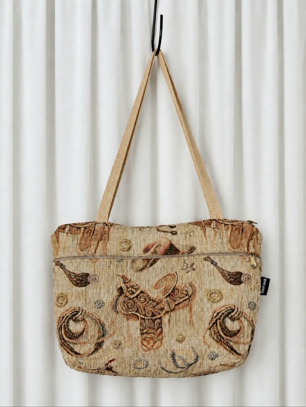 Vintage Dixie Bags Western Saddle Tapestry Velvet Lined Cowboy Shoulder Purse